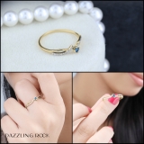 0.15 Carat (ctw) 10K Yellow Gold Round Blue & White Diamond Ladies Crossover Split Shank Bridal Promise Engagement Ring
