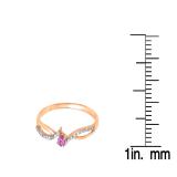 0.15 Carat (ctw) 10K Rose Gold Round Pink Sapphire & White Diamond Ladies Crossover Split Shank Bridal Promise Engagement Ring