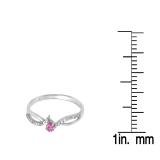 0.15 Carat (ctw) 10K White Gold Round Pink Sapphire & White Diamond Ladies Crossover Split Shank Bridal Promise Engagement Ring