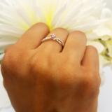 0.15 Carat (ctw) 18K White Gold Round Pink Sapphire & White Diamond Ladies Crossover Split Shank Bridal Promise Engagement Ring