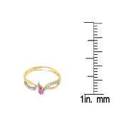 0.15 Carat (ctw) 18K Yellow Gold Round Pink Sapphire & White Diamond Ladies Crossover Split Shank Bridal Promise Engagement Ring