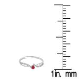 0.15 Carat (ctw) 10K White Gold Round Red Ruby & White Diamond Ladies Crossover Split Shank Bridal Promise Engagement Ring