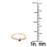 0.15 Carat (ctw) 18K Rose Gold Round Red Ruby & White Diamond Ladies Crossover Split Shank Bridal Promise Engagement Ring