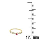 0.15 Carat (ctw) 18K Yellow Gold Round Red Ruby & White Diamond Ladies Crossover Split Shank Bridal Promise Engagement Ring