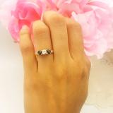 0.90 Carat (ctw) 10K Yellow Gold Round Cut Blue Sapphire & White Diamond Ladies 3 Stone Engagement Bridal Ring