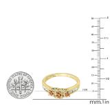0.90 Carat (ctw) 10K Yellow Gold Round Cut Champagne & White Diamond Ladies 3 Stone Engagement Bridal Ring