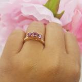 0.90 Carat (ctw) 10K Yellow Gold Round Cut Red Ruby & White Diamond Ladies 3 Stone Engagement Bridal Ring
