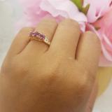 0.90 Carat (ctw) 10K Yellow Gold Round Cut Red Ruby & White Diamond Ladies 3 Stone Engagement Bridal Ring