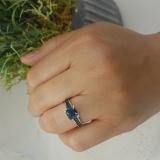 1.60 Carat (ctw) 14K White Gold Princess & Round Cut London Blue Topaz Ladies Bridal Solitaire With Accents Engagement Ring