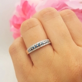 0.25 Carat (ctw) 10k Rose Gold Round Blue & White Diamond Ladies Anniversary Wedding Band Ring 1/4 CT