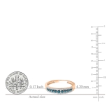 0.25 Carat (ctw) 10k Rose Gold Round Blue & White Diamond Ladies Anniversary Wedding Band Ring 1/4 CT