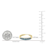 0.25 Carat (ctw) 10k Yellow Gold Round Blue & White Diamond Ladies Anniversary Wedding Band Ring 1/4 CT