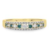 0.25 Carat (ctw) 14k Yellow Gold Round Blue & White Diamond Ladies Anniversary Wedding Band Ring 1/4 CT