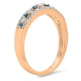 0.25 Carat (ctw) 18k Rose Gold Round Blue & White Diamond Ladies Anniversary Wedding Band Ring 1/4 CT