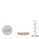 0.25 Carat (ctw) 18k Rose Gold Round Blue & White Diamond Ladies Anniversary Wedding Band Ring 1/4 CT