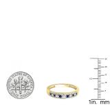 0.25 Carat (ctw) 10k Yellow Gold Round Blue Sapphire & White Diamond Ladies Anniversary Wedding Band Ring 1/4 CT