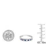 0.25 Carat (ctw) 14k White Gold Round Blue Sapphire & White Diamond Ladies Anniversary Wedding Band Ring 1/4 CT