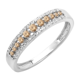 0.25 Carat (ctw) 14k White Gold Round Champagne & White Diamond Ladies Anniversary Wedding Band Ring 1/4 CT