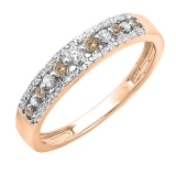 0.25 Carat (ctw) 10k Rose Gold Round Champagne & White Diamond Ladies Anniversary Wedding Band Ring 1/4 CT