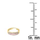 0.25 Carat (ctw) 10k Yellow Gold Round Pink Sapphire & White Diamond Ladies Anniversary Wedding Band Ring 1/4 CT