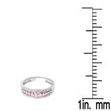 0.25 Carat (ctw) 14k White Gold Round Pink Sapphire & White Diamond Ladies Anniversary Wedding Band Ring 1/4 CT