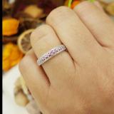 0.25 Carat (ctw) 14k White Gold Round Pink Sapphire & White Diamond Ladies Anniversary Wedding Band Ring 1/4 CT