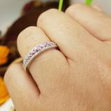 0.25 Carat (ctw) 14k White Gold Round Pink Sapphire & White Diamond Ladies Anniversary Wedding Band Ring 1/4 CT