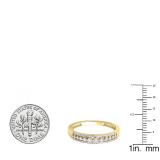 0.25 Carat (ctw) 18k Yellow Gold Round Pink Sapphire & White Diamond Ladies Anniversary Wedding Band Ring 1/4 CT