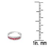 0.25 Carat (ctw) 14k White Gold Round Red Ruby & White Diamond Ladies Anniversary Wedding Band Ring 1/4 CT