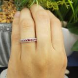0.25 Carat (ctw) 14k White Gold Round Red Ruby & White Diamond Ladies Anniversary Wedding Band Ring 1/4 CT