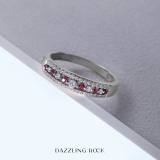 0.25 Carat (ctw) 14k White Gold Round Red Ruby & White Diamond Ladies Anniversary Wedding Band Ring 1/4 CT