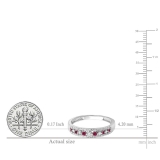 0.25 Carat (ctw) 14k White Gold Round Red Ruby & White Diamond Ladies Anniversary Wedding Band Ring 1/4 CT