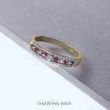 0.25 Carat (ctw) 18k Yellow Gold Round Red Ruby & White Diamond Ladies Anniversary Wedding Band Ring 1/4 CT