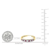 0.25 Carat (ctw) 18k Yellow Gold Round Red Ruby & White Diamond Ladies Anniversary Wedding Band Ring 1/4 CT