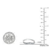 0.15 Carat (ctw) 14K White Gold Round Blue & White Diamond Ladies Anniversary Wedding Band Guard Ring