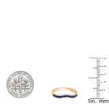 0.15 Carat (ctw) 10K Rose Gold Round Blue Sapphire Ladies Anniversary Wedding Band Guard Ring