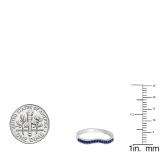 0.15 Carat (ctw) 10K White Gold Round Blue Sapphire Ladies Anniversary Wedding Band Guard Ring