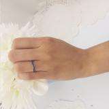 0.15 Carat (ctw) 10K White Gold Round Blue Sapphire Ladies Anniversary Wedding Band Guard Ring