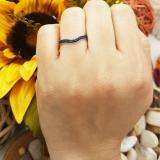 0.15 Carat (ctw) 10K White Gold Round Blue Sapphire Ladies Anniversary Wedding Band Guard Ring