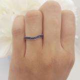 0.15 Carat (ctw) 14K White Gold Round Blue Sapphire Ladies Anniversary Wedding Band Guard Ring