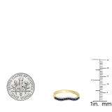 0.15 Carat (ctw) 14K Yellow Gold Round Blue Sapphire Ladies Anniversary Wedding Band Guard Ring