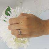 0.15 Carat (ctw) 10K White Gold Round Blue Sapphire & White Diamond Ladies Anniversary Wedding Band Guard Ring