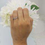 0.15 Carat (ctw) 14K White Gold Round Blue Sapphire & White Diamond Ladies Anniversary Wedding Band Guard Ring