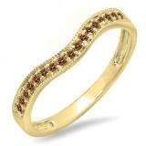 0.15 Carat (ctw) 10K Yellow Gold Round Champagne Diamond Ladies Anniversary Wedding Band Guard Ring