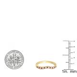 0.15 Carat (ctw) 14K Yellow Gold Round Red Ruby & White Diamond Ladies Anniversary Wedding Band Guard Ring