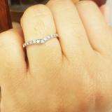 0.10 Carat (ctw) 14k White Gold Round Real Blue & White Diamond Ladies Wedding Stackable Band Anniversary Guard Chevron Ring 1/10 CT