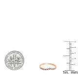 0.10 Carat (ctw) 10k Rose Gold Round Real Blue Sapphire & White Diamond Ladies Wedding Stackable Band Anniversary Guard Chevron Ring 1/10 CT