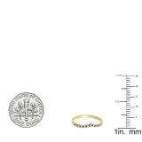 0.10 Carat (ctw) 10k Yellow Gold Round Real Blue Sapphire & White Diamond Ladies Wedding Stackable Band Anniversary Guard Chevron Ring 1/10 CT
