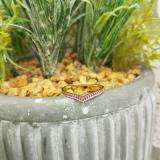 0.10 Carat (ctw) 18k Yellow Gold Round Real Red Ruby Ladies Wedding Stackable Band Anniversary Guard Chevron Ring 1/10 CT