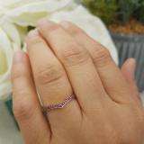 0.10 Carat (ctw) 18k Yellow Gold Round Real Red Ruby Ladies Wedding Stackable Band Anniversary Guard Chevron Ring 1/10 CT